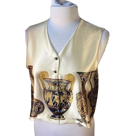 Emanuel Ungaro Jackets & Blazers - Vintage Emmanuel Ungaro 100% Silk Grecian Urn Vest, Size 8/42.